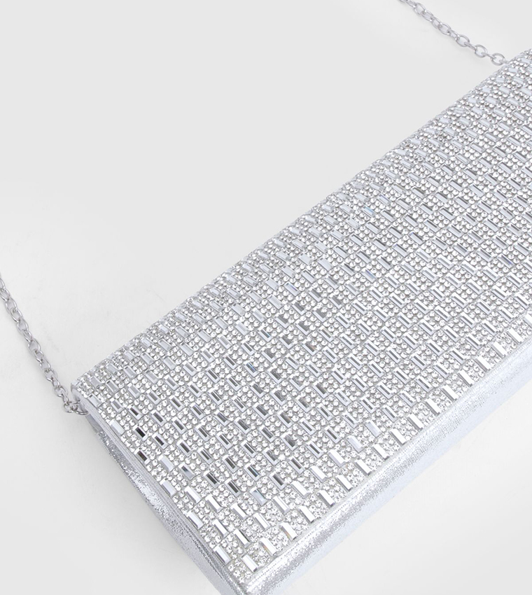 Hot Fix Embellished Structured Clutch Bag