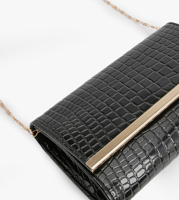 Croc Fold Over Clutch Bag