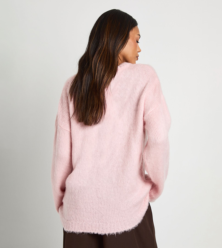 Buy Boohoo Maternity Fluffy Crew Neck Oversized Sweater In Baby