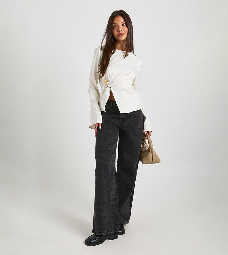 Flared Sleeves Trim Detail Top