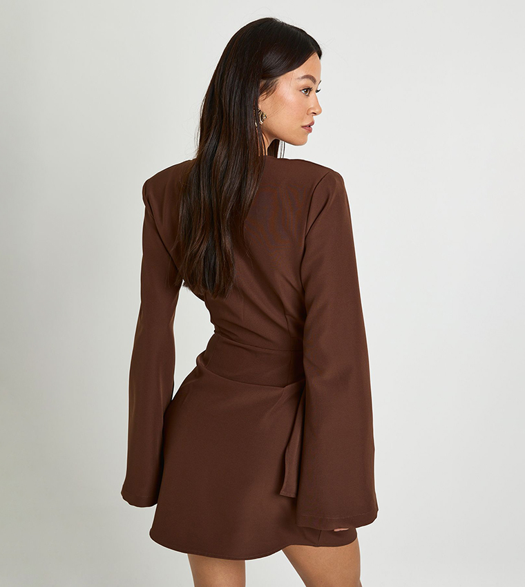 chocolate brown blazer dress Brown Polka Dot Lydney Mini Dress main image 0