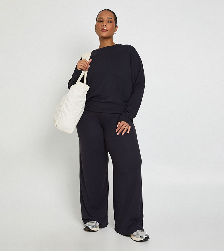 Curve Super Soft Batwing Long Sleeves Top and Trouser Set