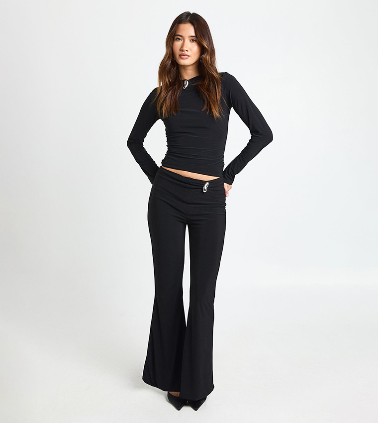 بنطلون فلير بطبقة مزدوجة 