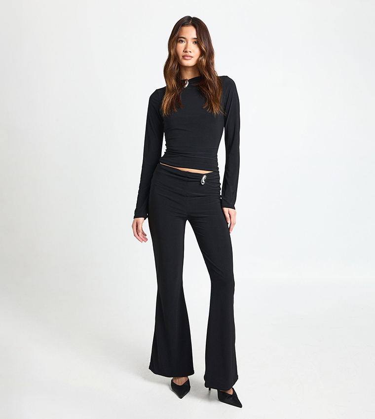 بنطلون فلير بطبقة مزدوجة 