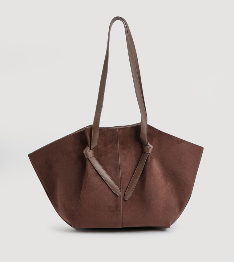 Knot Handle Faux Suede Tote Bag