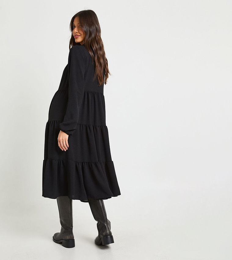 فستان مزموم ميدي 