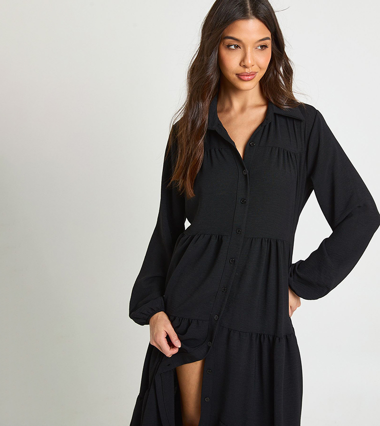 فستان مزموم ميدي 