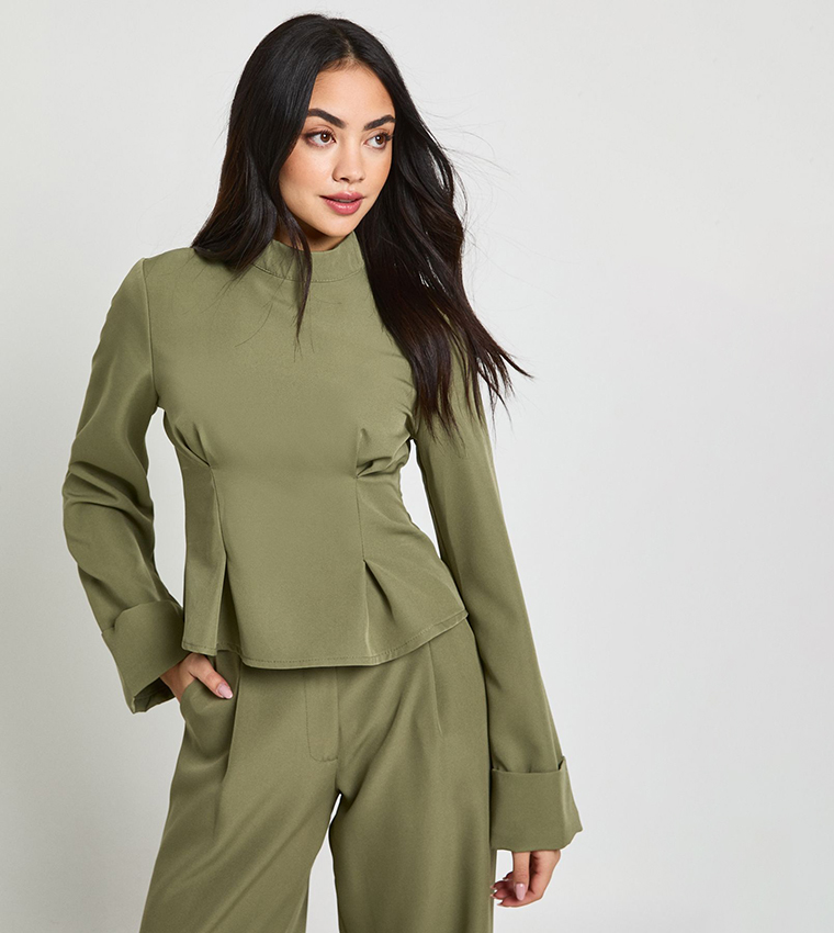 High Neck Peplum Top