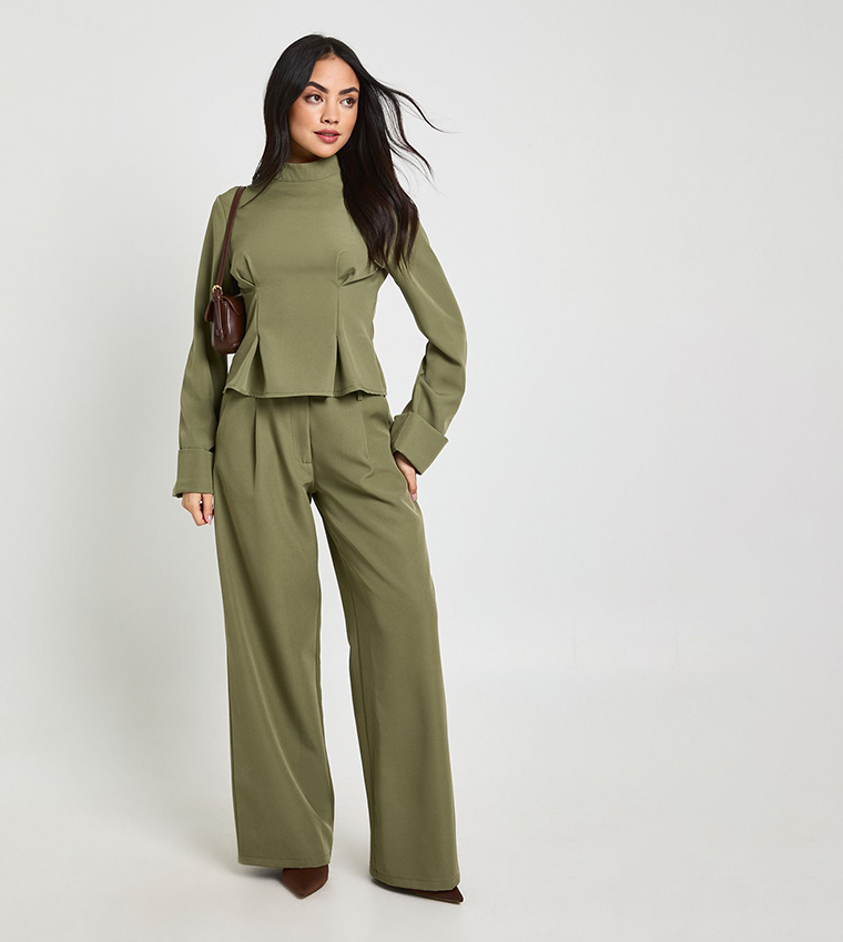 High Neck Peplum Top