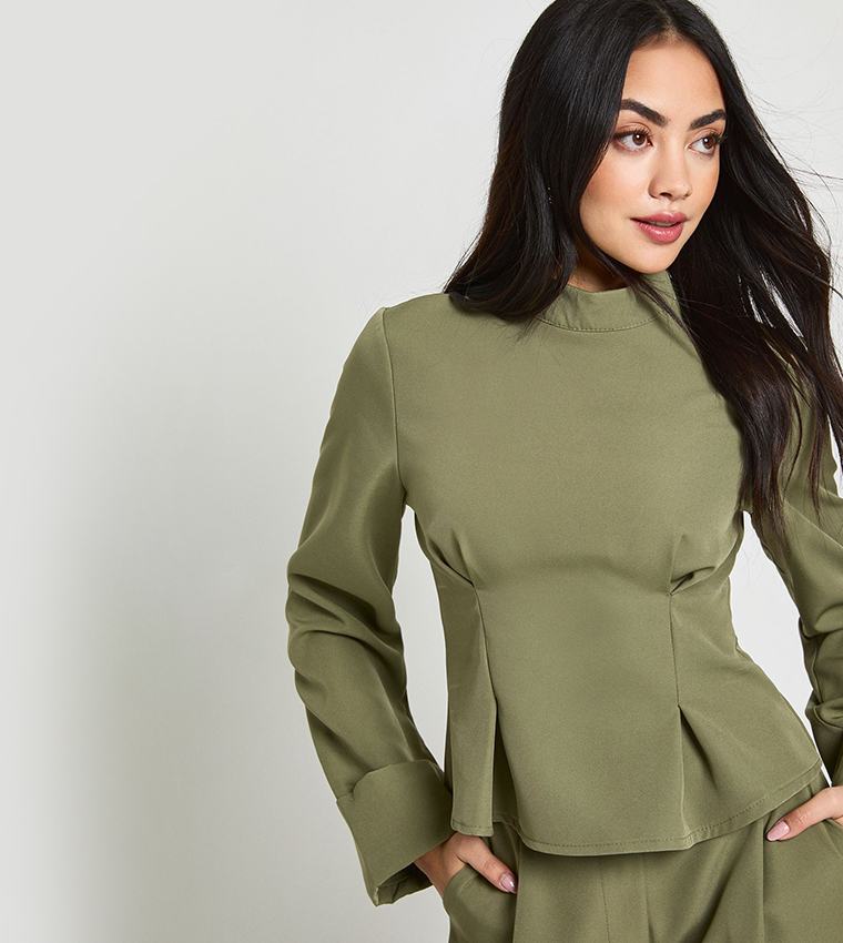 High Neck Peplum Top