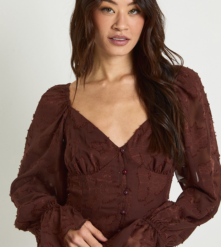 Tall Burnout Floral Godet Hem Mini Dress