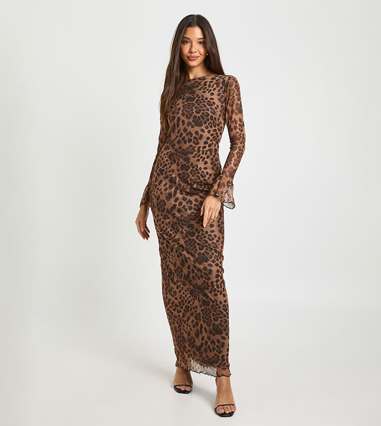chinese dress ladies Kameron Lace Maxi Dress in Brown