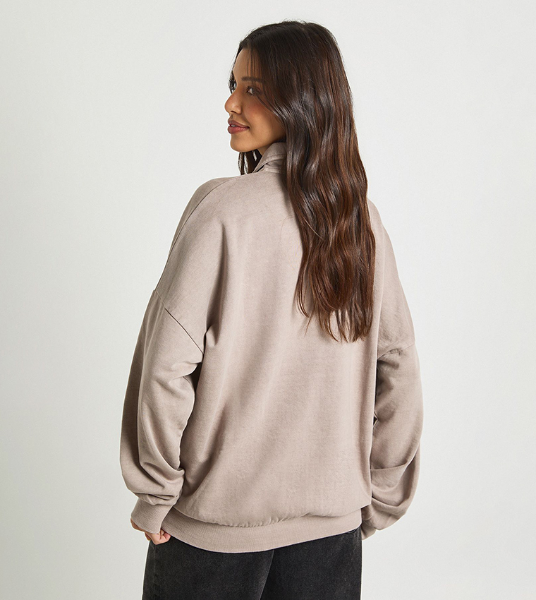 Washed Long Sleeves Rugby Sweatshirt