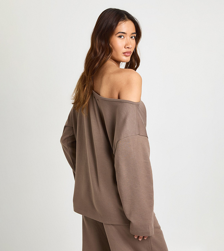 Interlock Off Shoulder Sweatshirt