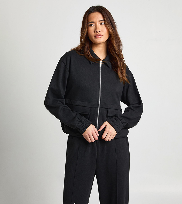 جاكيت بومبر بسحاب وجيب كارغو 