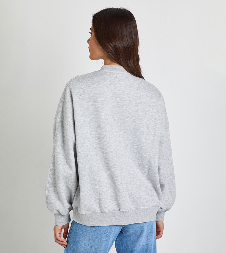 Solid Oversized V-Neck Sweatshirt