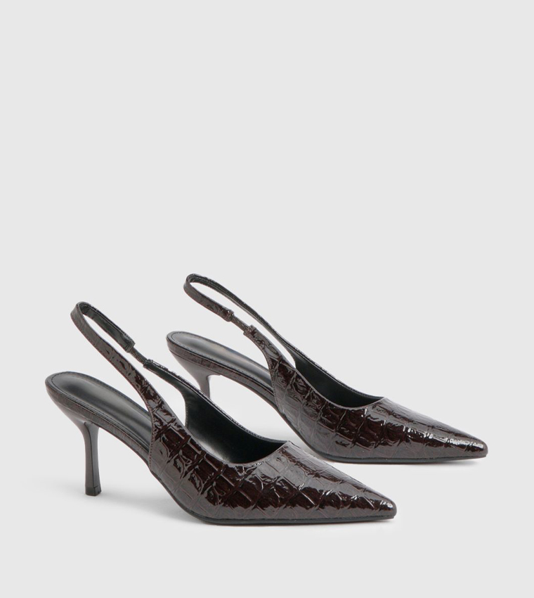 Croc Stiletto Slingback Pumps