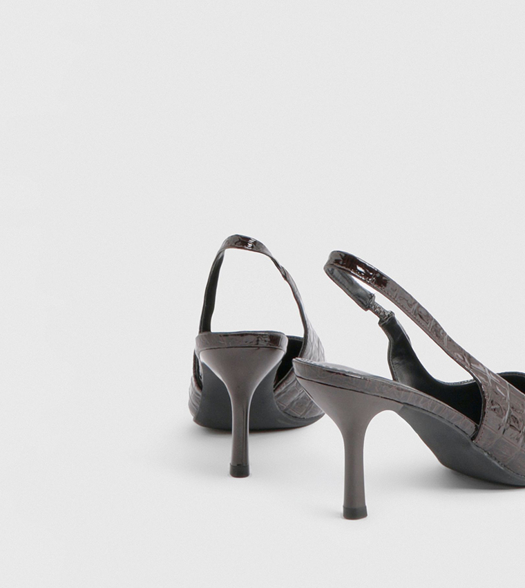 Croc Stiletto Slingback Pumps