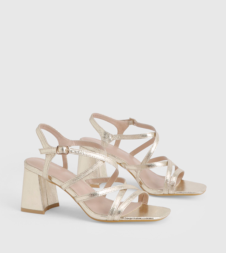 Cross Over Strappy Block Heel Sandals