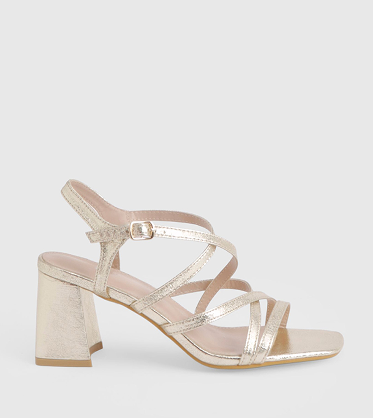 Cross Over Strappy Block Heel Sandals