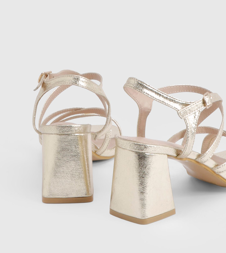 Cross Over Strappy Block Heel Sandals