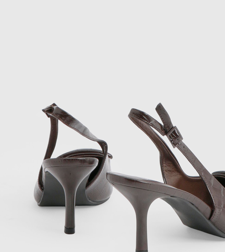Croc Trim Detail Slingback Pumps