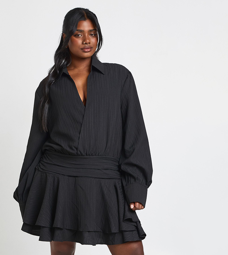 فستان ميني بكشكش للمقاسات الكبيرة