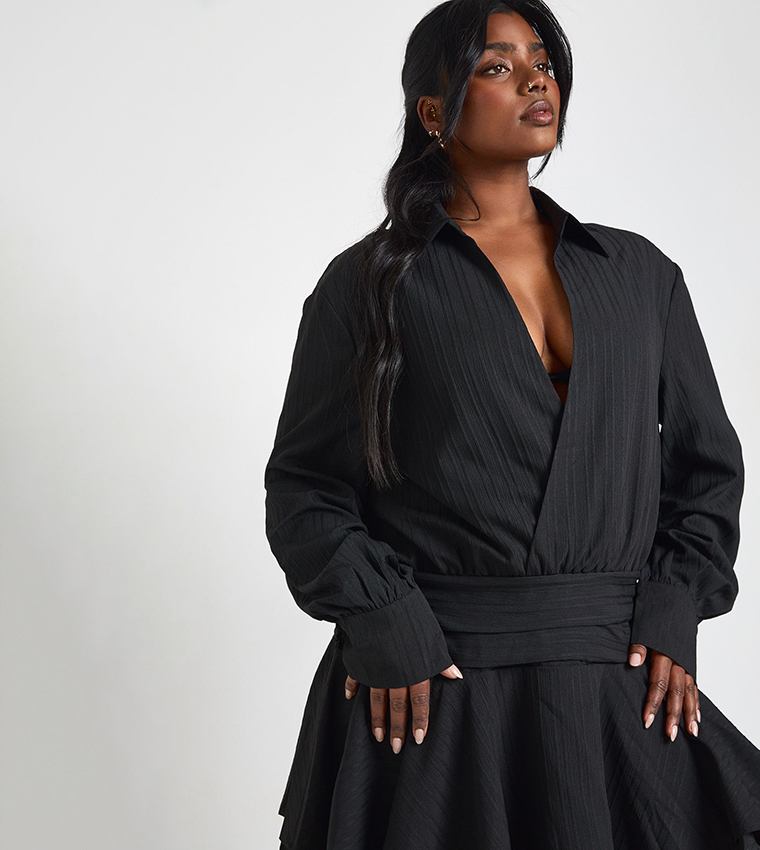 فستان ميني بكشكش للمقاسات الكبيرة