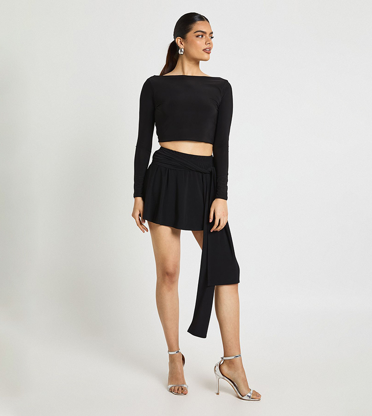 Slinky Double Layer Low Back Twist Crop Top