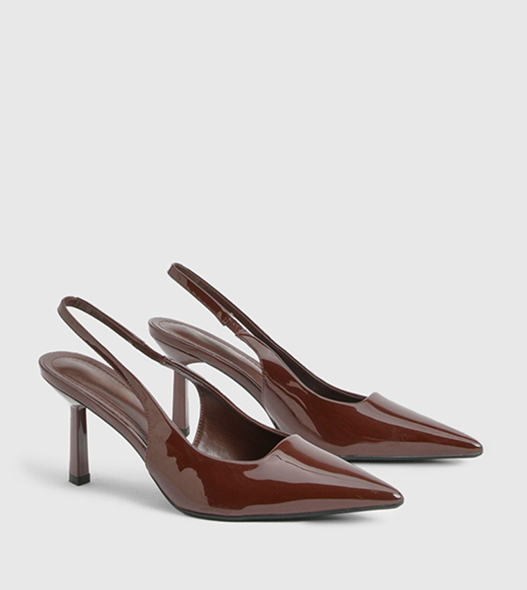 Patent Pointed Toe Slingback Pumps