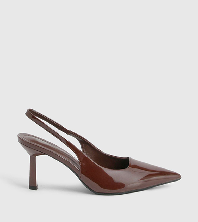 Patent Pointed Toe Slingback Pumps