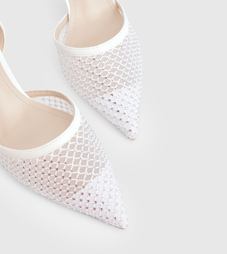 حذاء كعب شبكي بحزام خلفي 