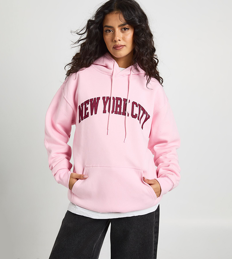 New York Printed Oversized Hoodie