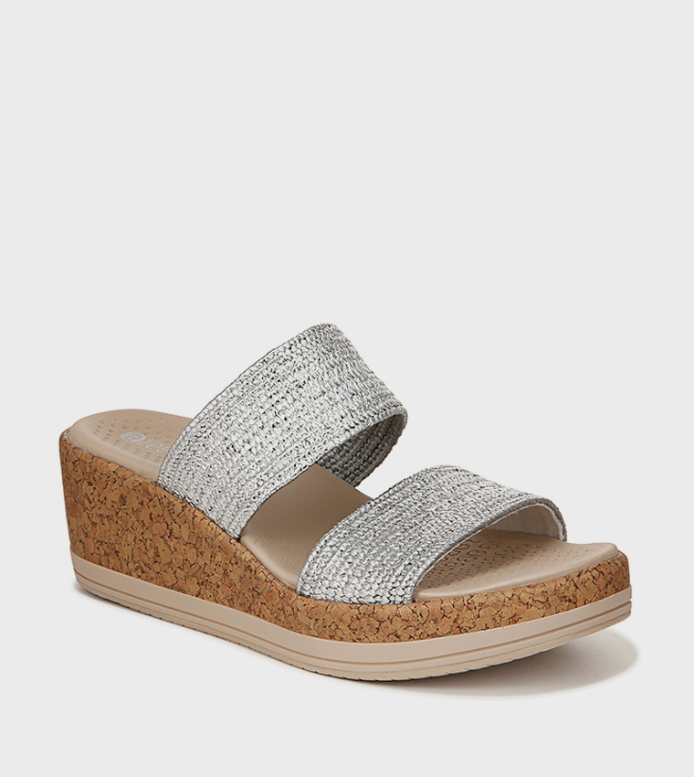 Silver open toe wedges shop