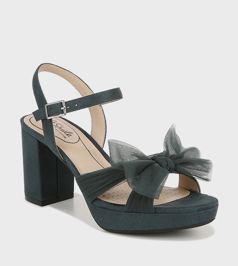 LAST DANCE Bow Detail Block Heel Sandals