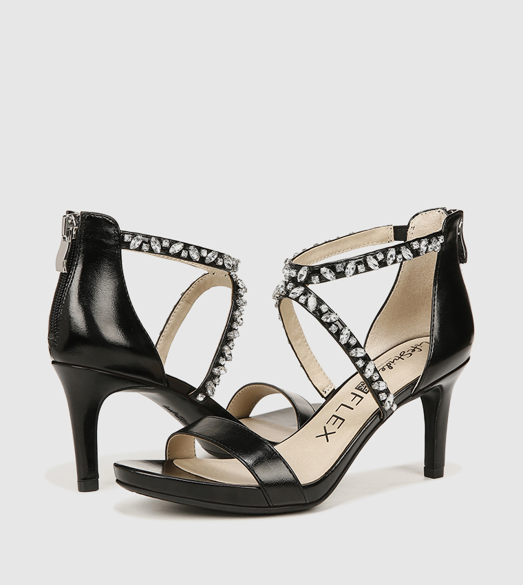 MEMORIESS Embellished Open-Toe Heel Sandals