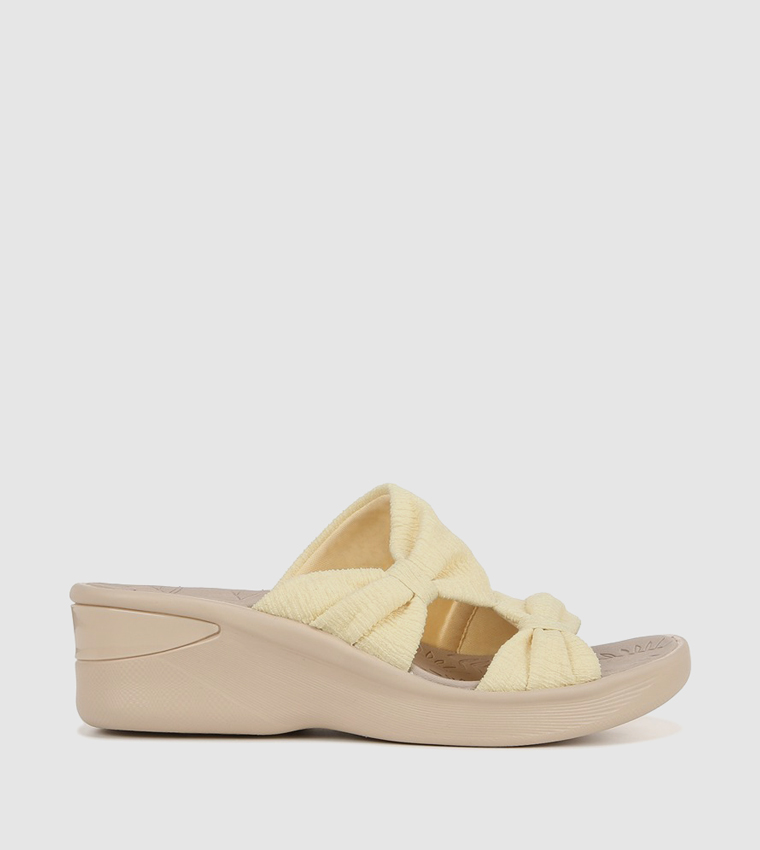 SMILE MORE Bow Strap Wedge Sandals