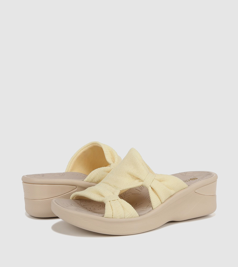 SMILE MORE Bow Strap Wedge Sandals