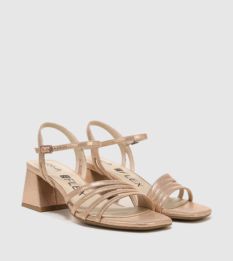 Buy Life Stride CELEBRATE Strappy Block Heel Sandals In Bronze ...