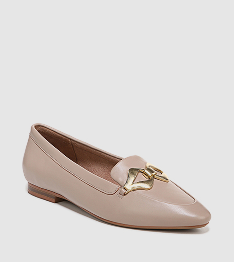 LEALA Metal Detail Pointed Toe Loafers