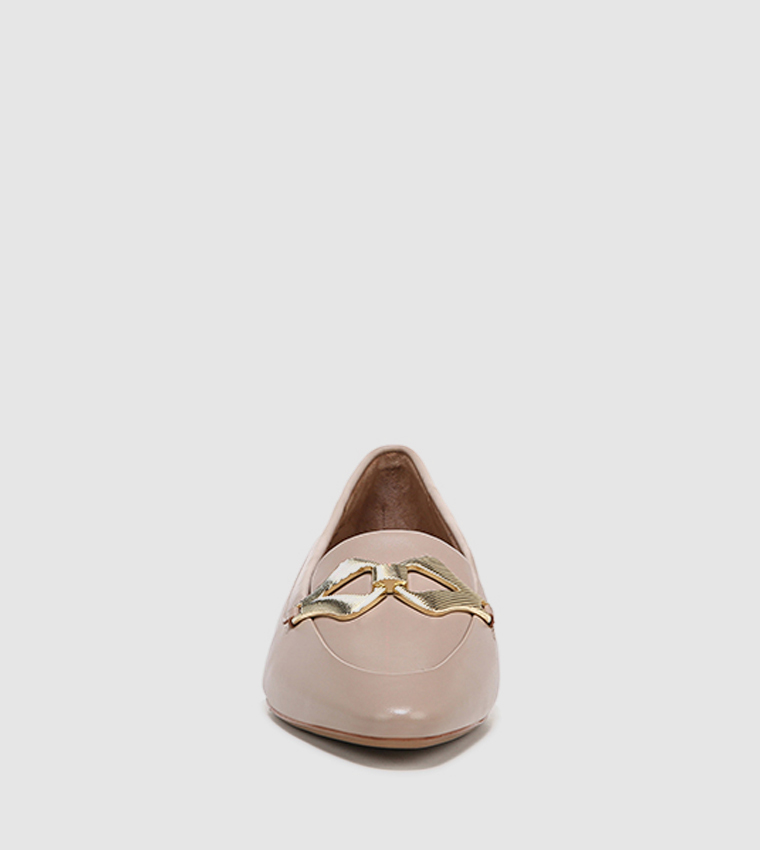 LEALA Metal Detail Pointed Toe Loafers