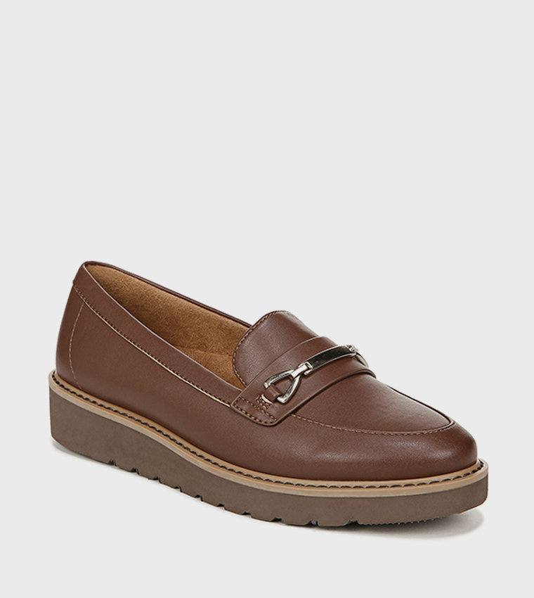 Chain Detail Round Toe Loafers