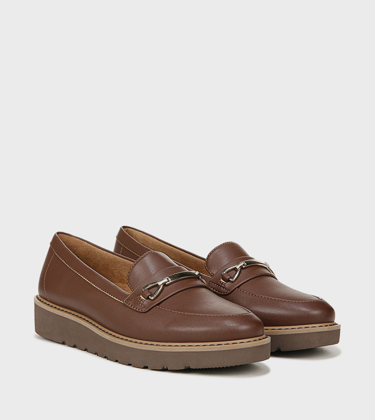 Chain Detail Round Toe Loafers