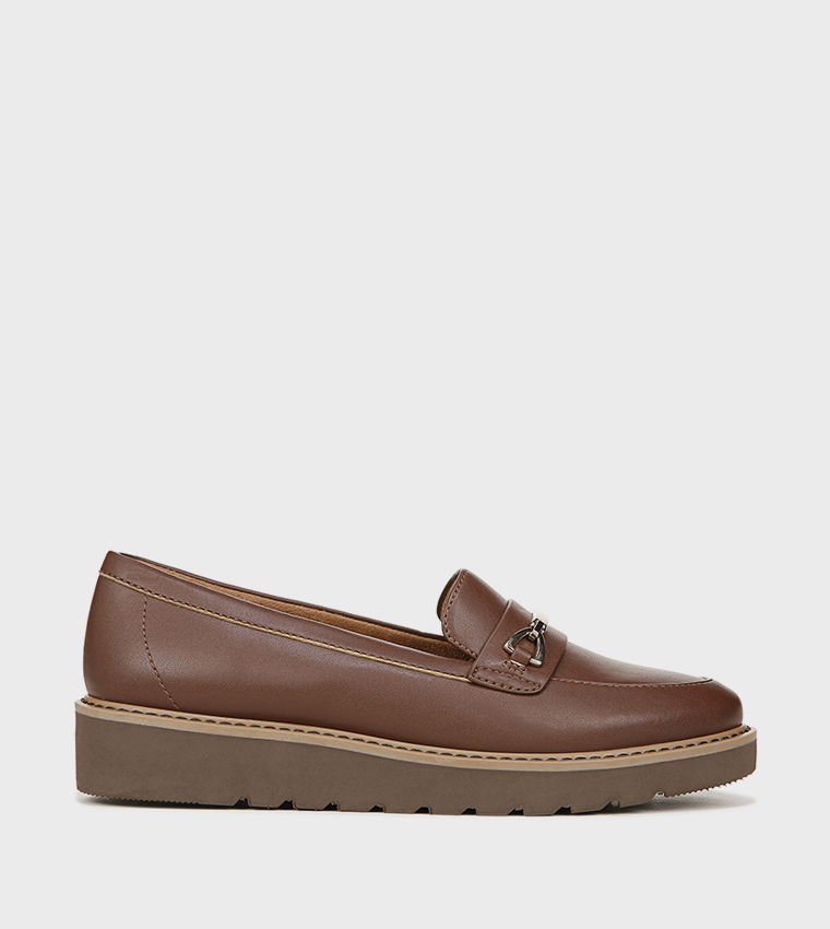Chain Detail Round Toe Loafers