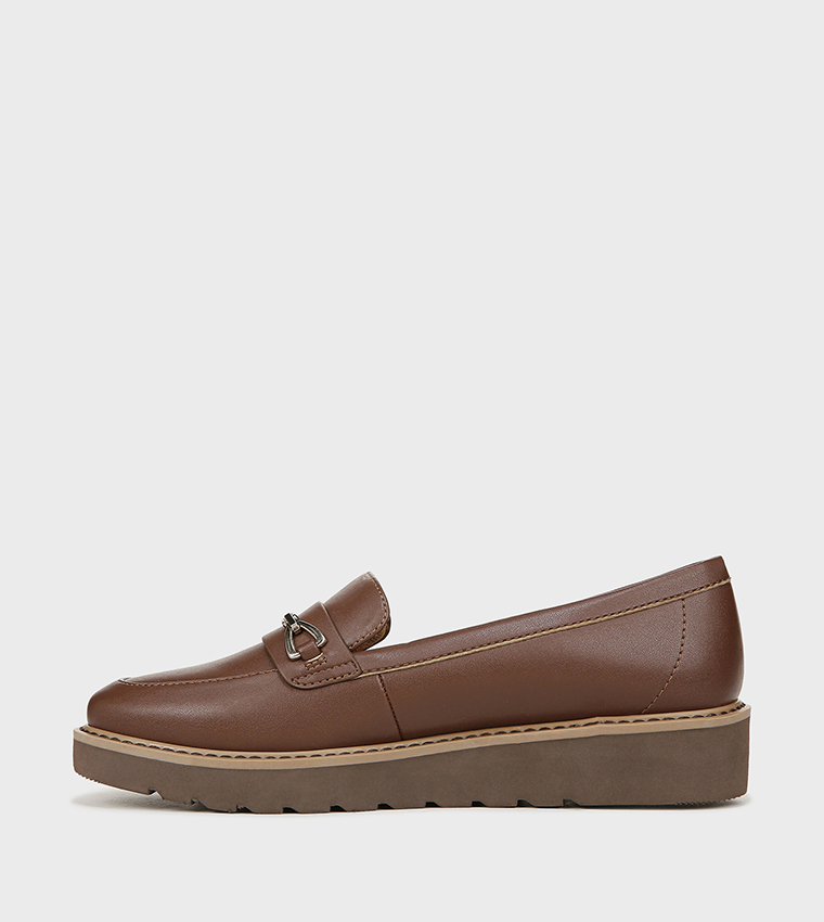 Chain Detail Round Toe Loafers