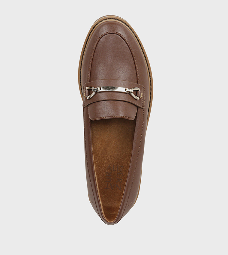 Chain Detail Round Toe Loafers