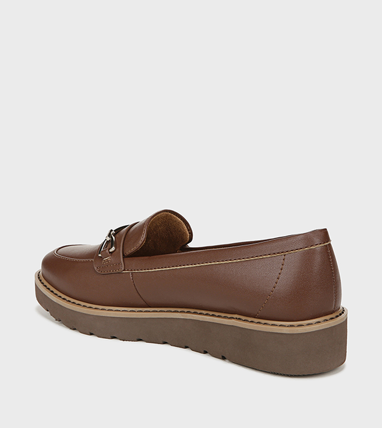 Chain Detail Round Toe Loafers