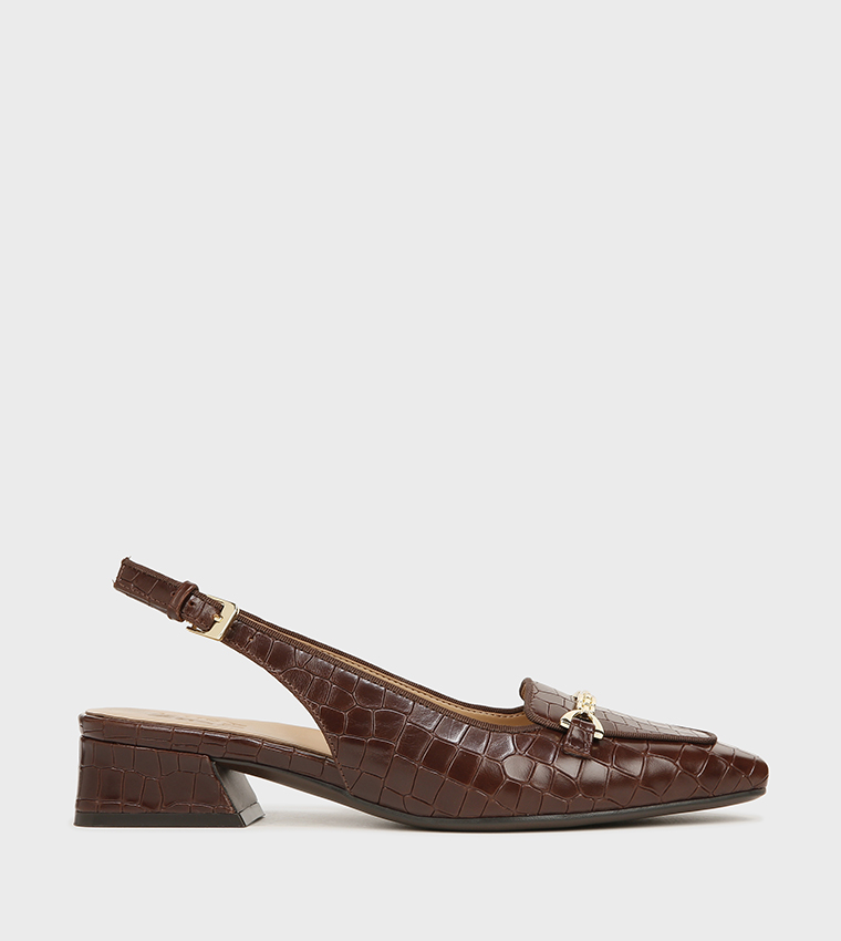 Buy Naturalizer LINDSEY Croc Textured Slingback Flats In Brown