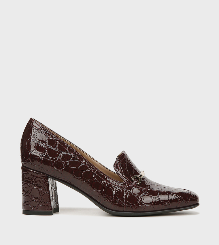 WYNRIE-BIT Textured Block Heel Loafers