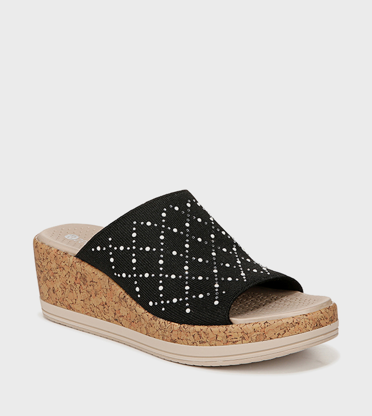 NAROYALL Embellished Open Toe Wedge Sandals